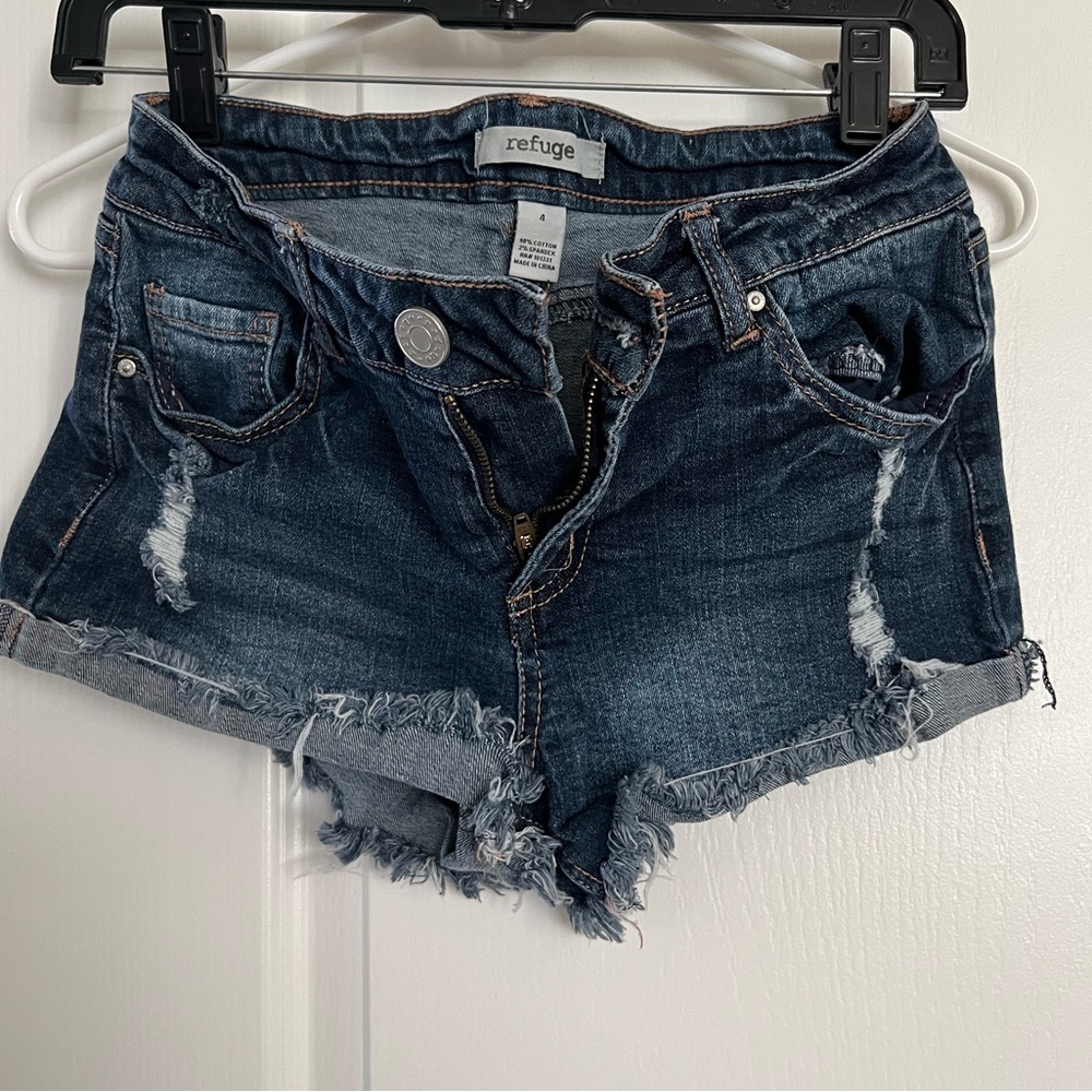 Charlotte Russe. Low rise fringe denim shorts